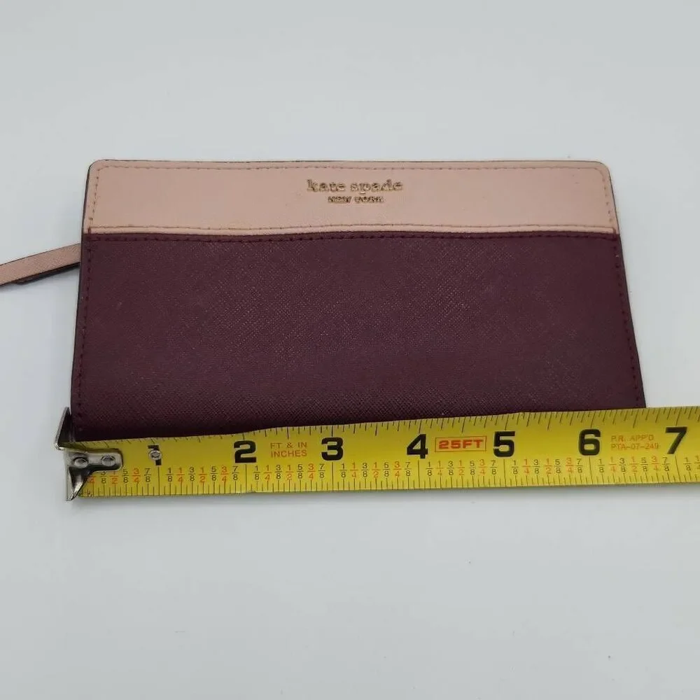Kate Spade New York Cameron Wallet Lrg. Colorblock Slim Bifold Gold Zip $119